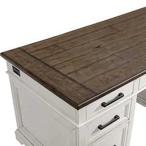 Intercon Drake Home Office 66" Wide Executive Desk - Rustic White & French Oak Furniture