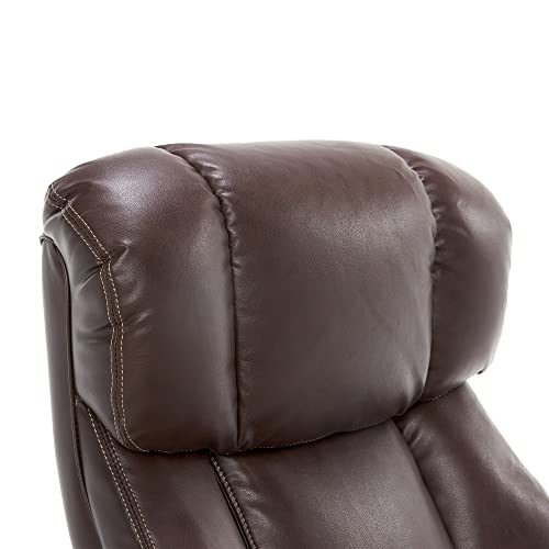 La-Z-Boy Fairmont Big and Tall Executive Office Chair with Memory Foam Cushions, High-Back, Bonded Leather - Biscuit Brown
