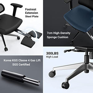 Newtral Ergonomic Office Chair with Adaptive Lumbar Support | High Back Computer Desk Chair | Footrest, Adjustable Arms, Headrest | Tilt Function, 4D Armrest Recliner | Home Office