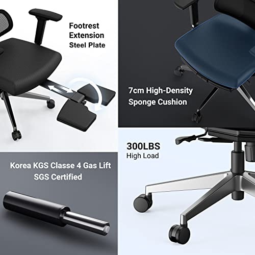Newtral Ergonomic Office Chair with Adaptive Lumbar Support | High Back Computer Desk Chair | Footrest, Adjustable Arms, Headrest | Tilt Function, 4D Armrest Recliner | Home Office