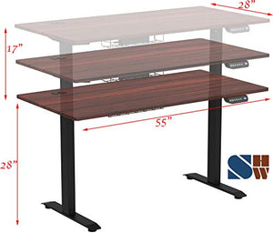 SHW 55-Inch Large Electric Height Adjustable Computer Desk, 55 x 28 Inches, Cherry