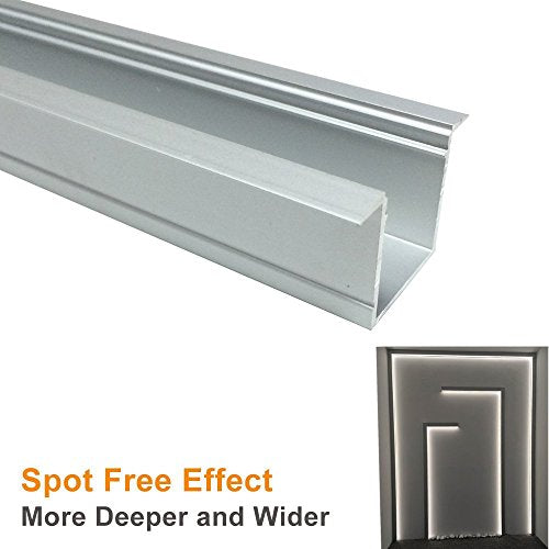 LightingWill U Shape LED Aluminum Channel 20Pack - Anodized Silver 6.6ft/2M - 36x24mm - 20mm Width - for Cabinet Kitchen LED Strip Lighting