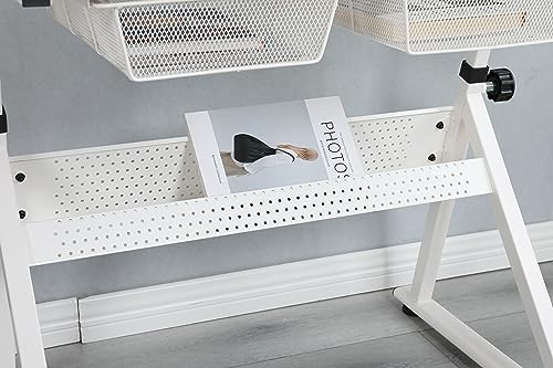 Lifeand Adjustable Tempered Glass Drafting Printing Table, Large, White
