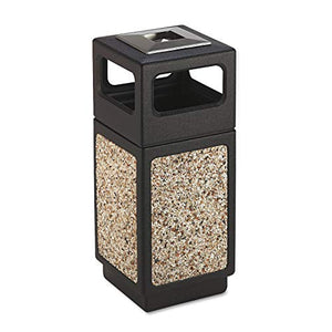 Safco Products 9470NC Canmeleon Aggregate Panel Trash Can, Ash Urn/Side Open, 15-Gallon, Black