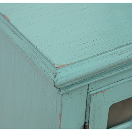Coast to Coast Bayberry Blue Rub-Through 4-Door Credenza 72" W x 18" D x 39" H