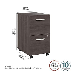 Bush Business Furniture Studio A 2-Drawer Mobile File Cabinet, Locking, Letter/Legal, Storm Gray, 20-inch