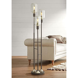 Pacific Coast Lighting Menlo Black-Bronze Seeded Glass Floor Lamp