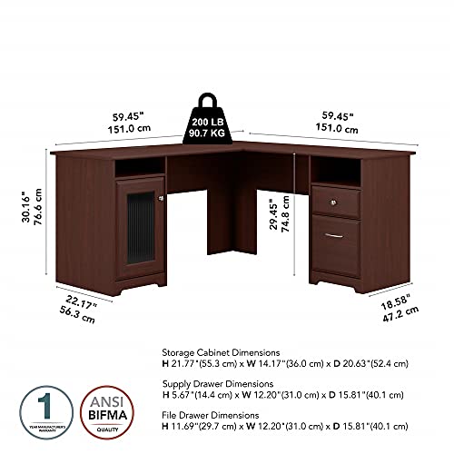 Bush Furniture Cabot L Shaped Computer Desk in Harvest Cherry
