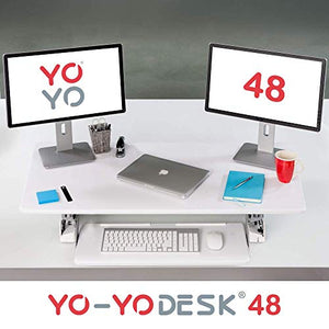 Yo-Yo DESK 48 - Best Selling Height-Adjustable Standing Desk. Superior sit-Stand Solution Suitable for All workstations and Standing Desk workplaces. (White, 48")