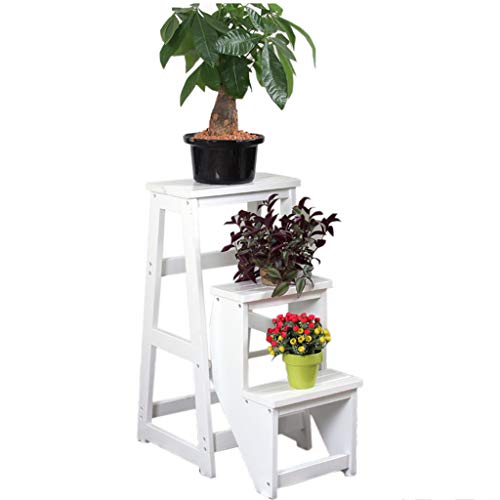 LUCEAE Stylish Solid Wood Folding Step Stool Chair with 3 Steps, Home/Library, 150Kg Load