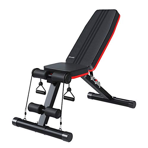 Ativafit Adjustable Weight Bench for Full Body Workout Multi-Purpose Utility Weight Bench Foldable Flat Bench Press for Home Gym… (Black)