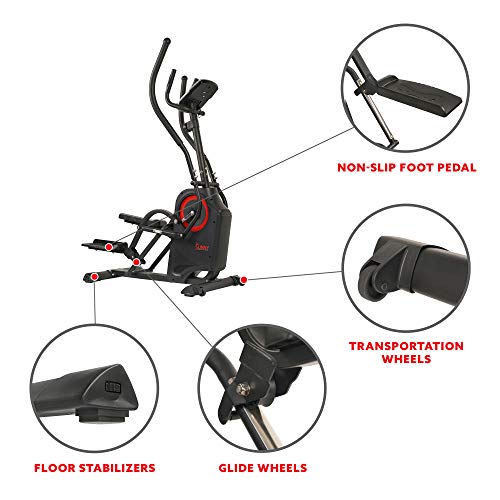 Sunny Health & Fitness Premium Cardio Climber Stepping Elliptical Machine - SF-E3919, Black