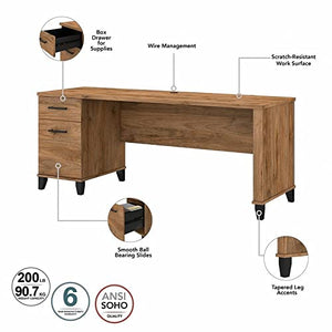 Bush Furniture UrbanPro 72W Sit to Stand L Desk with Hutch - Fresh Walnut - Engineered Wood