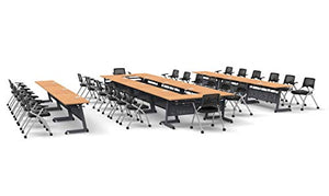 Team Tables 26 Person Training Meeting Seminar Classroom Model 5661 Folding Industrial Caster Z-Base - Beech, Modesty Panel, Shelf, Power+USB Outlet, Seating Included