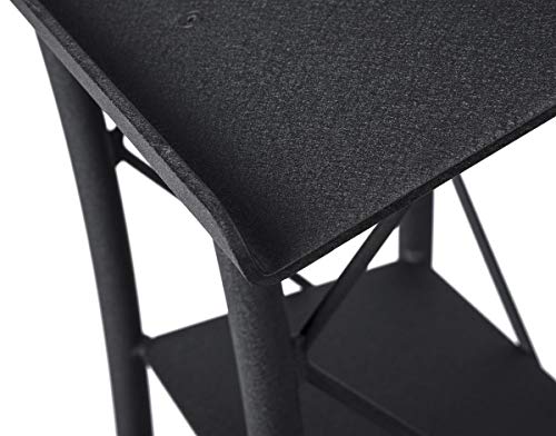 Displays2go Black Aluminum and Steel Truss Lectern with Built-in Shelf, 47" Tall, Textured Finish