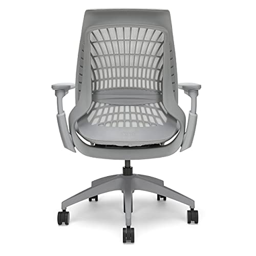 Allsteel Mimeo Mesh Office Chair with Lumbar Support, Adjustable Arms, Activated Recline, 300lb Max Weight - Light Gray Loft