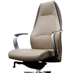 Wrigley Genuine Leather Aluminum Base High Back Executive Chair - Light Grey with Dark Grey Accent