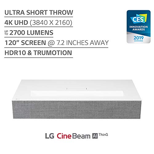 LG HU85LA Ultra Short Throw 4K UHD Laser Smart Home Theater Cinebeam Projector with Alexa built-in, Thinq AI and the Google Assistant