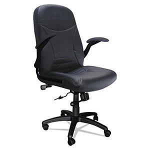 Mayline 6446AGBLT Comfort Series Big and Tall 500 lb. Task Chair with Pivot Arms, Black Leather