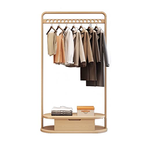 BinOxy Free Standing Coat Rack All Wood Hanging Clothes Rack - Heavy Duty Vertical Coat Shelf (1, 100cm)