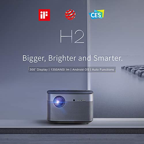 XGIMI H2 1080p Full HD 4k Smart 3D Projector, 1350ANSI lm, Android OS, Built-in Harman/Kardon Speakers, Auto-focus, 2.4G/5G Wi-fi, Bluetooth, DLP, HDMI/USB Video, Home Theater