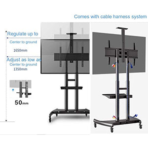 YokIma TV Stand Cart for 55-80 Inch Screens, White, 90.9 Kg Capacity