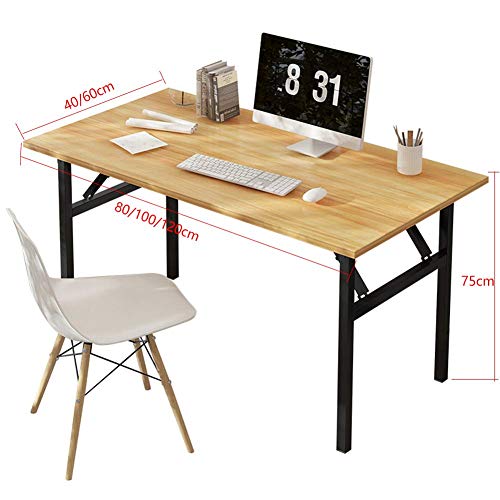 UWY Foldable Computer Desks,Metal Frame Study Table,Writing Desk Workstation,Office Living Room Bedroom Easy to Assemble Kaki-IRO 100x40x75cm