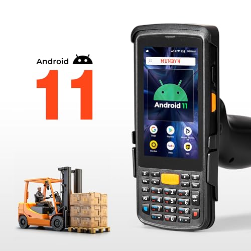 MUNBYN Android Barcode Scanner with Pistol, Android 11 SE4710 Zebra Scanner Engine, Handheld Computer, Inventory Scanner, Rugged 4G - 2Y Protection