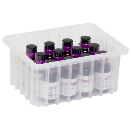Akro-Mils 33105 10-7/8-Inch L by 8-1/4-Inch W by 5-Inch H Clear Akro-Grid Slotted Divider Plastic Tote Box, 20-Pack