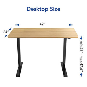 Flexispot Standing Desk Electric Small Desk Height Adjustable Desk Sit Stand Desk Home Office Table (42x24 Black+Maple)