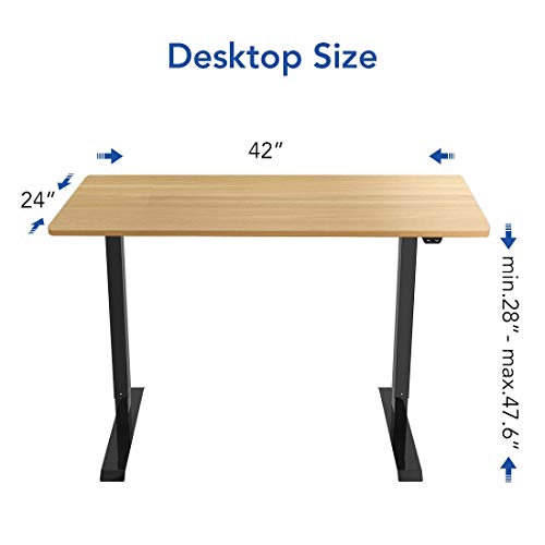 Flexispot Standing Desk Electric Small Desk Height Adjustable Desk Sit Stand Desk Home Office Table (42x24 Black+Maple)