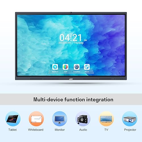 JAV Smart Board 65" Interactive Whiteboard with Built-in Webcam, 4K UHD IPS Touchscreen