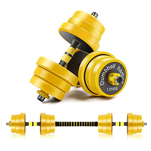 CDCASA Adjustable Dumbbells, 88 Lbs Free Weight Set, Dumbbell Barbell 2 in 1, Solid and Configurable with Rubbery Protective Cover, Easy Assembly and Save Space, Home Gym Equipment for Men and Women