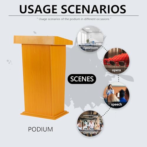 Yadlan Modern Wooden Podium Desk with Storage Shelf