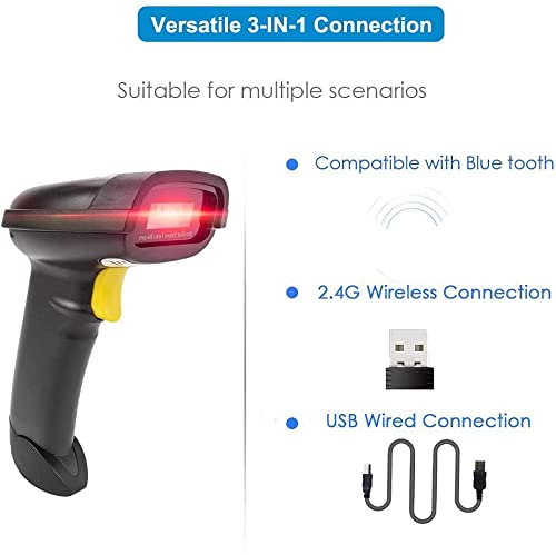 NETUM NT-1228BL 2D Barcode Scanner - Wireless & Bluetooth, USB Wired, QR PDF417 Data Matrix Reader (500 Pieces)
