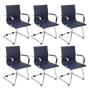 Okeysen Conference Room Chairs Set of 6 - Modern Office Guest Chairs with Mid Back & Sled Base