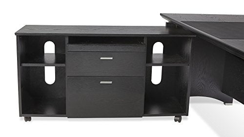 Washington Executive Desk with Return and File Cabinet - Black