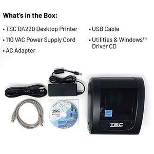 TSC - B08GBMMGWY DA220 Desktop Direct Thermal Transfer Label Printer - 4.25", 203 dpi - USB 2.0 or Optional Bluetooth Interface
