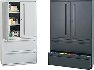 HON 700 Series Lateral File w/Storage Cabinet, 36w x 18d x 64.25h, Light Gray