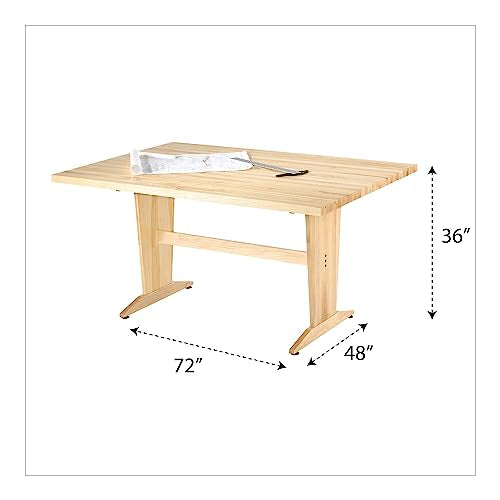 Diversified Woodcrafts Solid Maple Large Planning Pedestal Table, 72"W x 48"D x 36"H, Made in USA