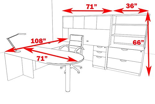 UTM Furniture 7pc U Shape Modern Executive Office Desk OT-SUL-U24