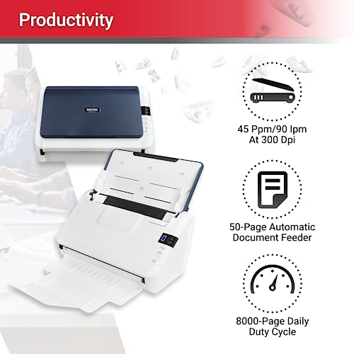 Xerox Visioneer D35 USB Office Document Scanner, 45 PPM, ADF, White