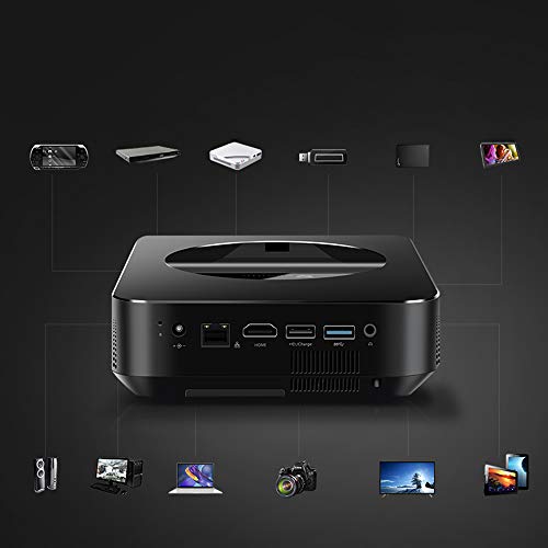 WOWOTO Short Throw Projector 3000 Lumens 120 inch Screen DLP LED Projector with Mini Size (7.9 x 6.3 x 1.9 Inch) Built-in Battery (S6A, Black)
