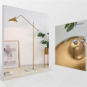 EESHHA Gold Floor Lamp with Marble Base - Adjustable Length Standing Lamp for Foyer and Living Room