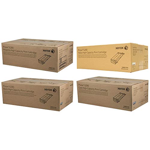 Xerox Phaser 6280n Toner Cartridge Set Part # 106r01392, 106r01393, 106r01394 106r01395 (OEM - high Yield) Black. Cyan. Magenta. Yellow