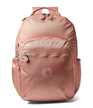 Kipling Women's Seoul 15” Laptop Backpack, Durable, Roomy with Padded Shoulder Straps, Nylon School Bag, DT Warm Rose, 13.75''L x 17.25''H x 8''D
