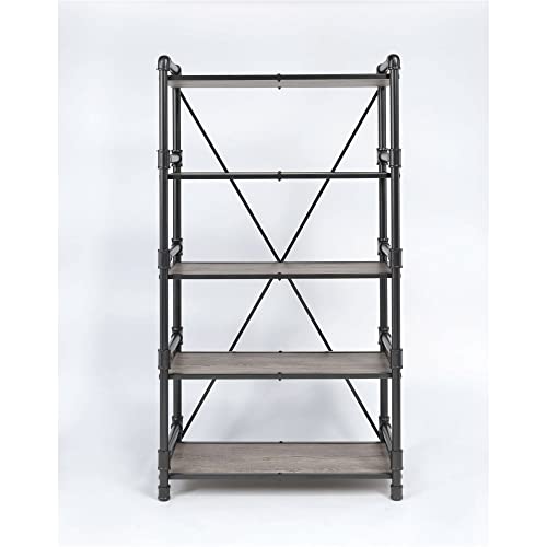 5-Tier Wooden Bookshelf 72” Tall Open Bookcase Organizer Oak