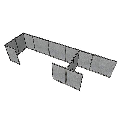 G GOF 3 Person Workstation Cubicle (5'D x 18'W x 4'H) - Grey Office Partition