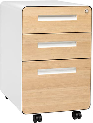 Laura Davidson Furniture Stockpile 3 Drawer File Cabinet with Lock - White/Wood