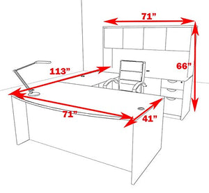 UTM Furniture 5pc U Shape Modern Executive Office Desk OT-SUL-U15